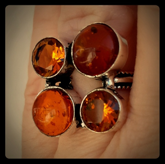 New Amber and Honey Citrine 925 Silver Ring. - Picture 2 of 8